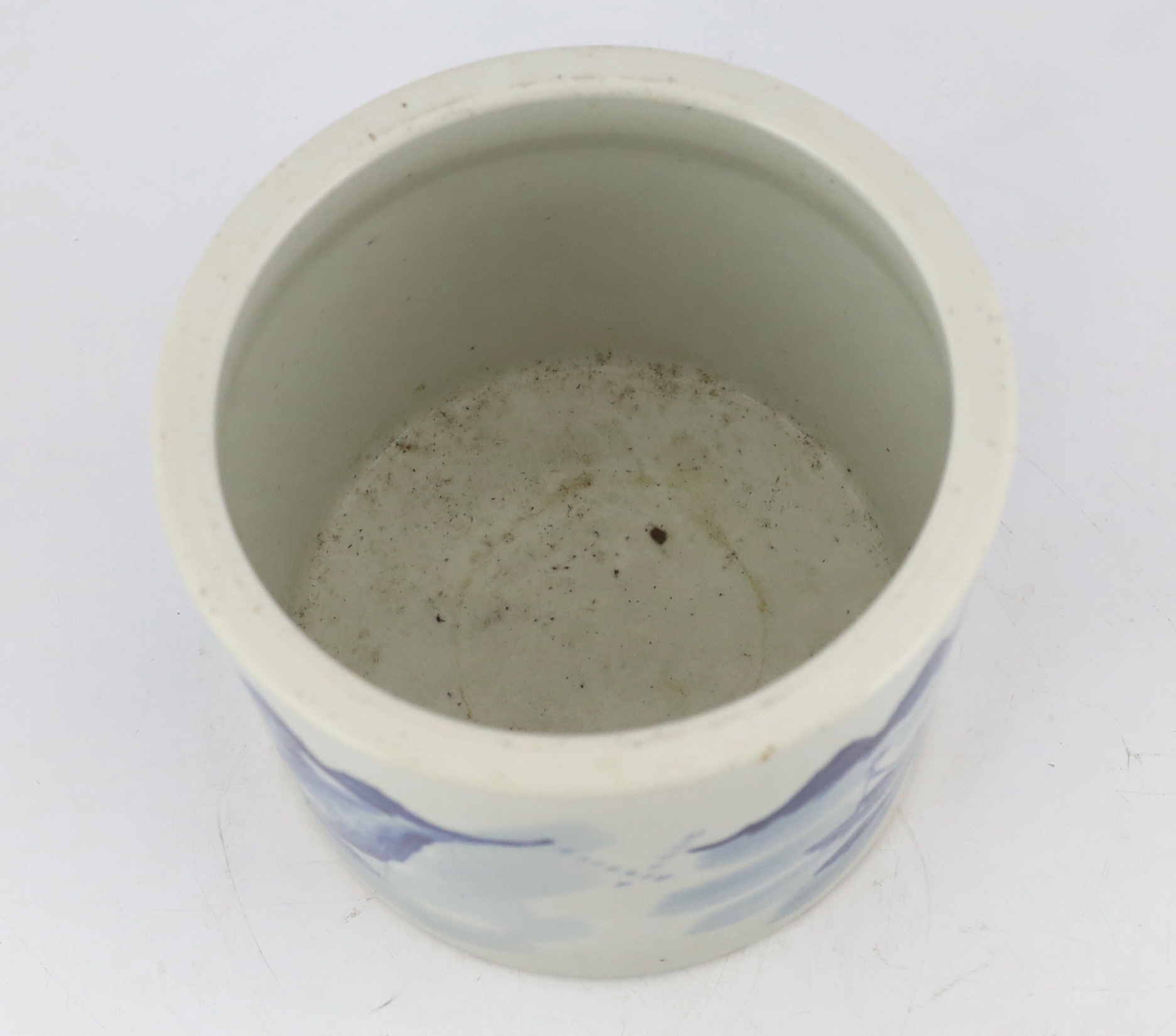 A Chinese blue and white ‘landscape’ cylindrical brushpot, bitong, 19th century